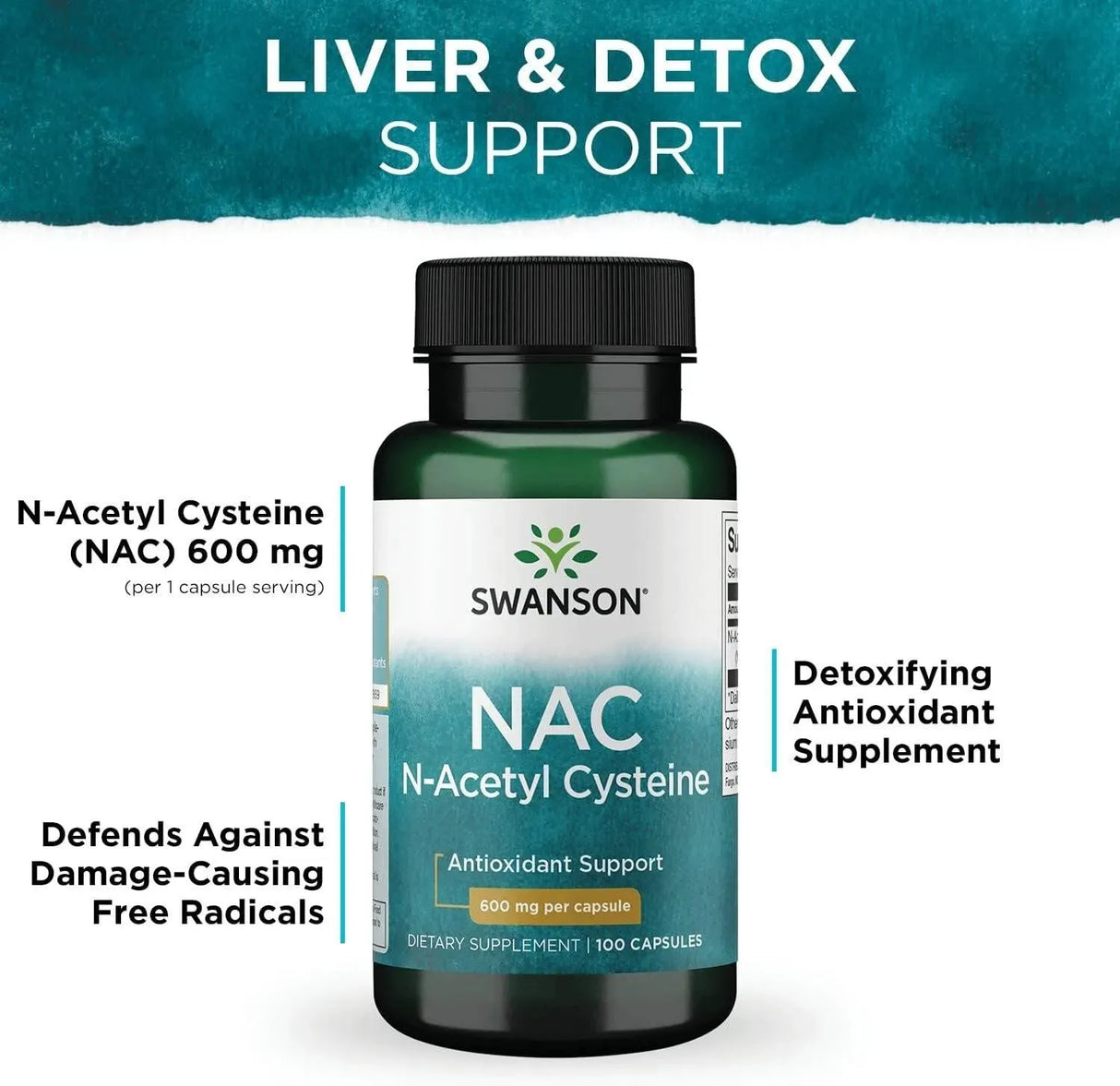 SWANSON - Swanson NAC N-Acetyl Cysteine 600Mg. 100 Capsulas - The Red Vitamin MX - Suplementos Alimenticios - {{ shop.shopifyCountryName }}