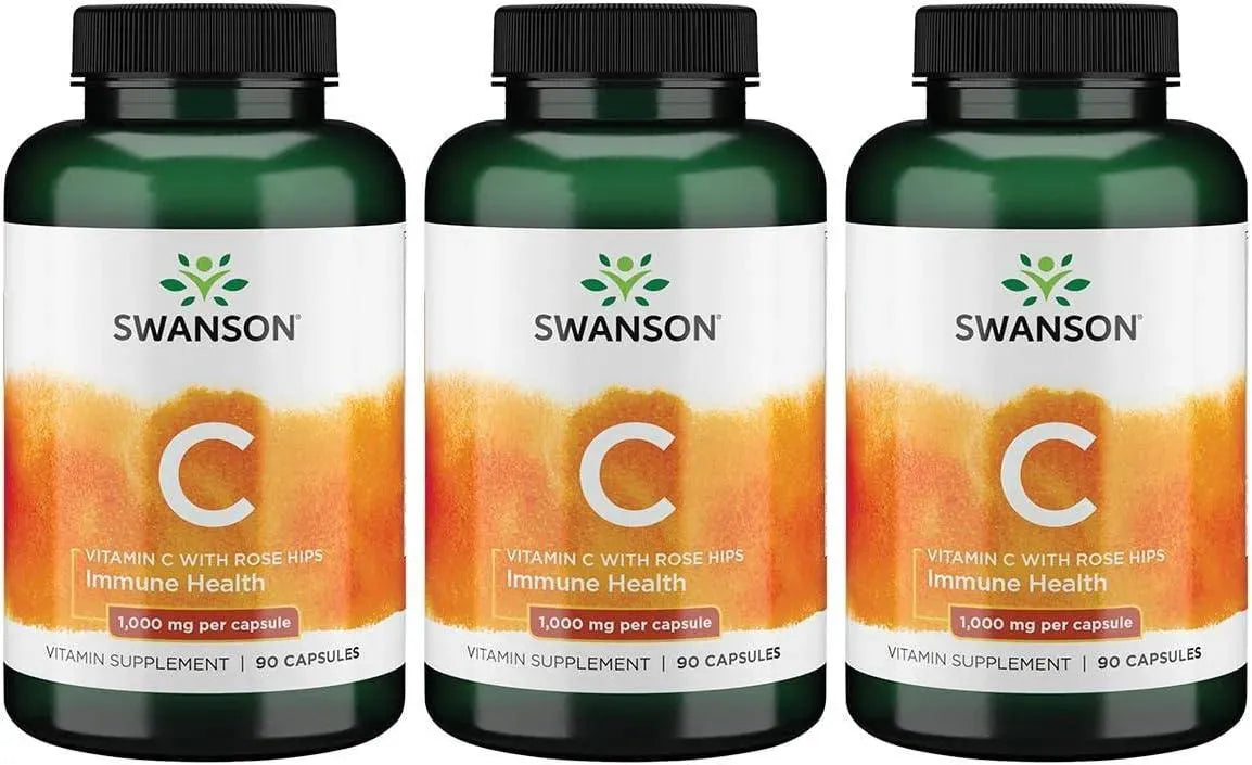 SWANSON - Swanson Vitamin C w/Rose Hips 90 Capsulas 3 Pack - The Red Vitamin MX - Suplementos Alimenticios - {{ shop.shopifyCountryName }}