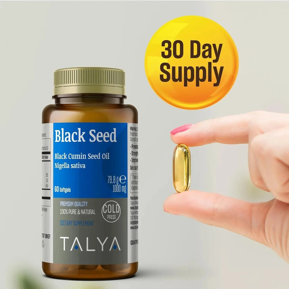 TALYA - TALYA Black Seed Oil Softgel with High Thymoquinone 60 Capsulas Blandas - The Red Vitamin MX - Suplementos Alimenticios - {{ shop.shopifyCountryName }}