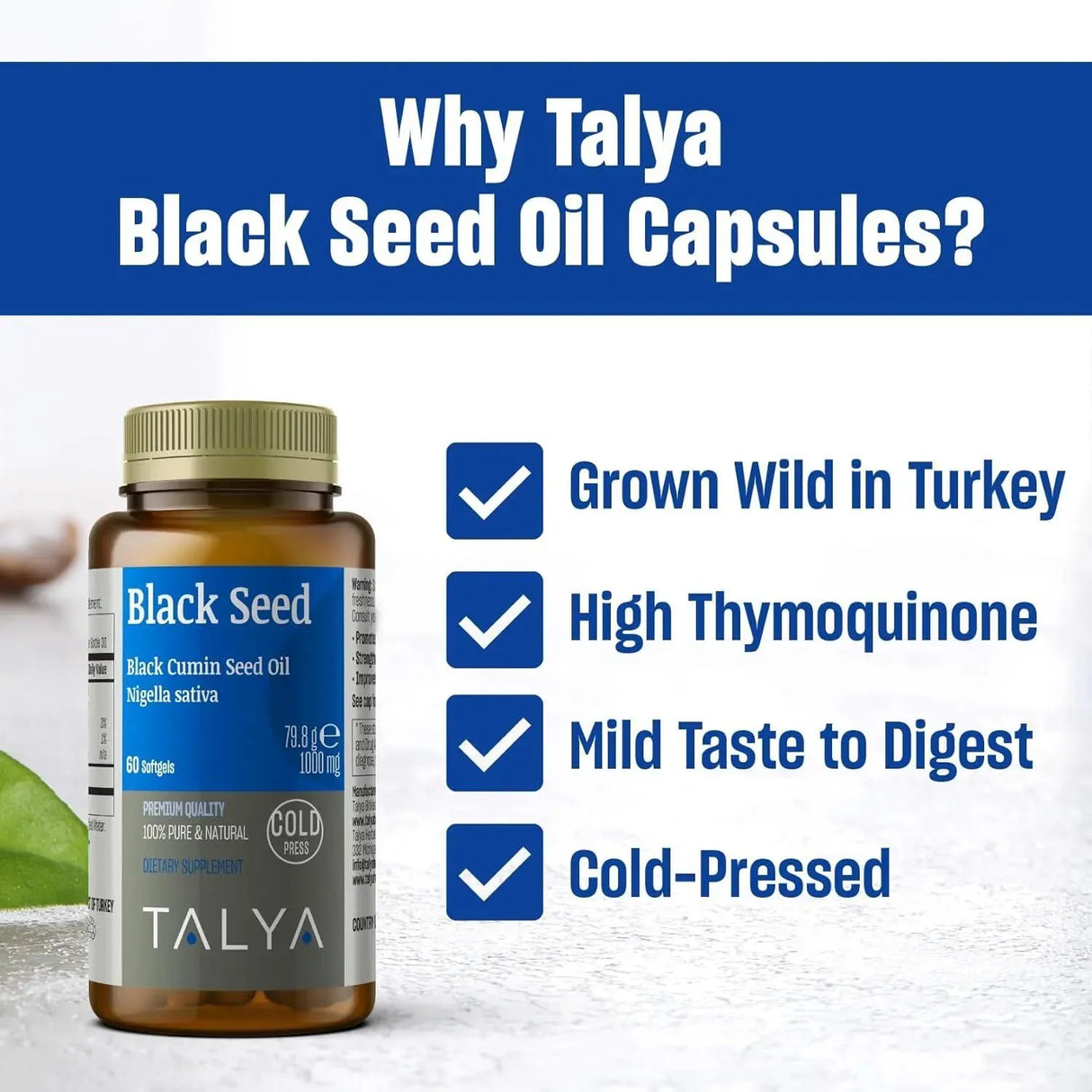 TALYA - TALYA Black Seed Oil Softgel with High Thymoquinone 60 Capsulas Blandas - The Red Vitamin MX - Suplementos Alimenticios - {{ shop.shopifyCountryName }}