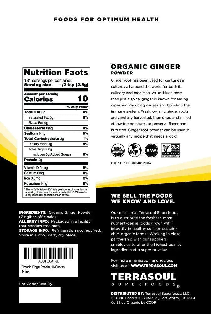 TERRASOUL SUPERFOODS - Terrasoul Superfoods Organic Ginger Powder 454Gr. 2 Pack - The Red Vitamin MX - Suplementos Alimenticios - {{ shop.shopifyCountryName }}