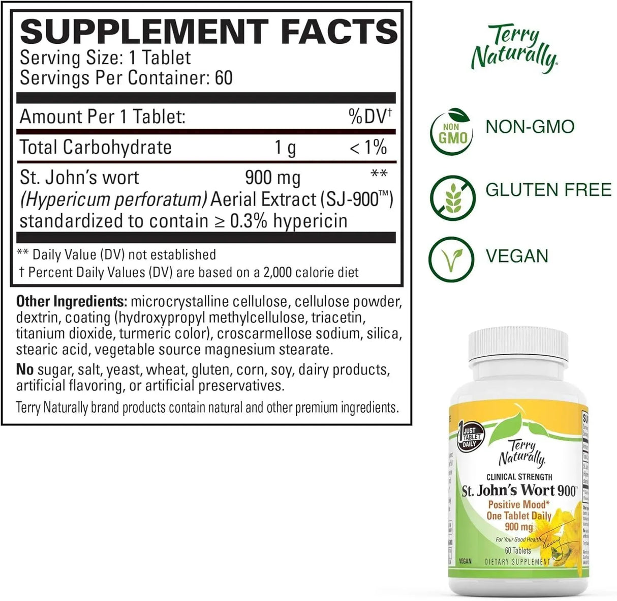 TERRY NATURALLY - Terry Naturally St John's Wort 900 60 Tabletas - The Red Vitamin MX - Suplementos Alimenticios - {{ shop.shopifyCountryName }}