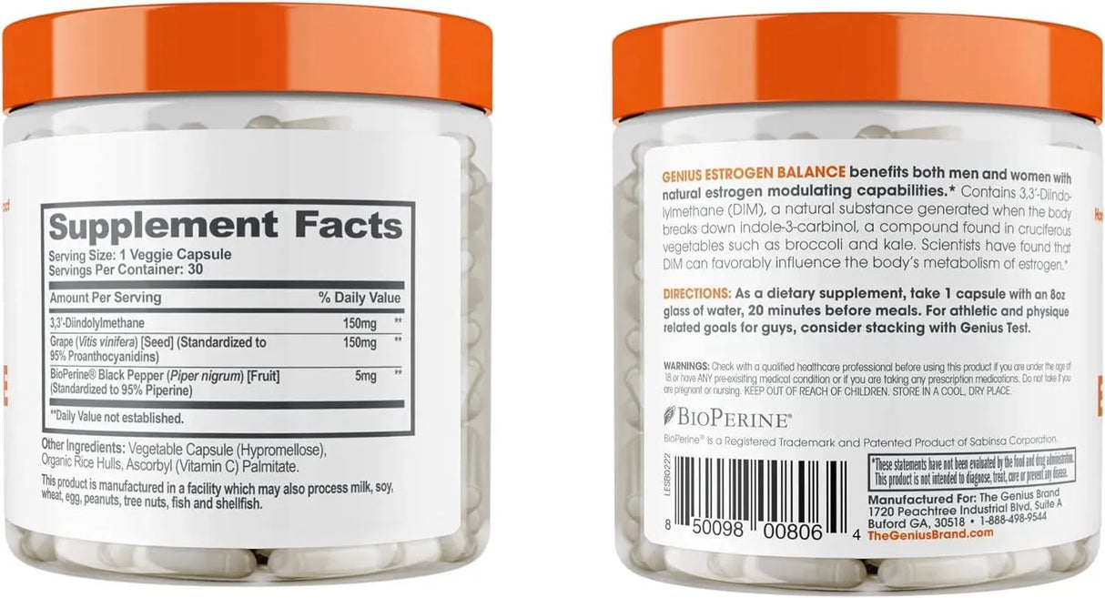 THE GENIUS BRAND - Genius Estrogen Balance DIM Supplement 30 Capsulas - The Red Vitamin MX - Suplementos Alimenticios - {{ shop.shopifyCountryName }}