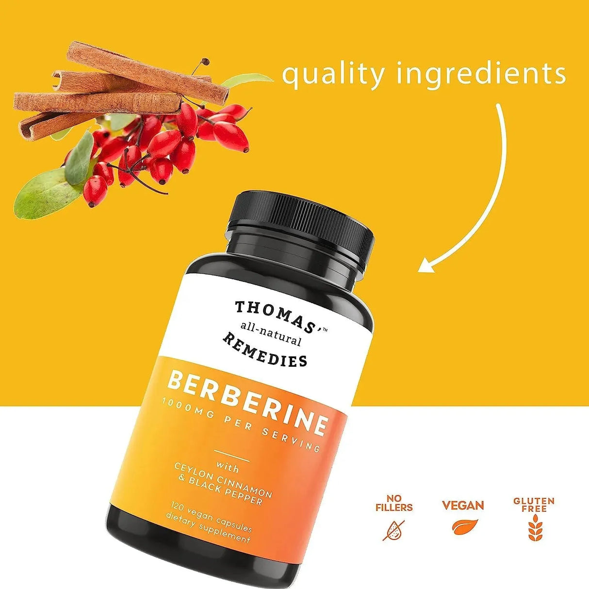 THOMAS´ALL NATURAL REMEDIES - Thomas' all-natural Remedies Berberine 1000Mg. 120 Capsulas - The Red Vitamin MX - Suplementos Alimenticios - {{ shop.shopifyCountryName }}