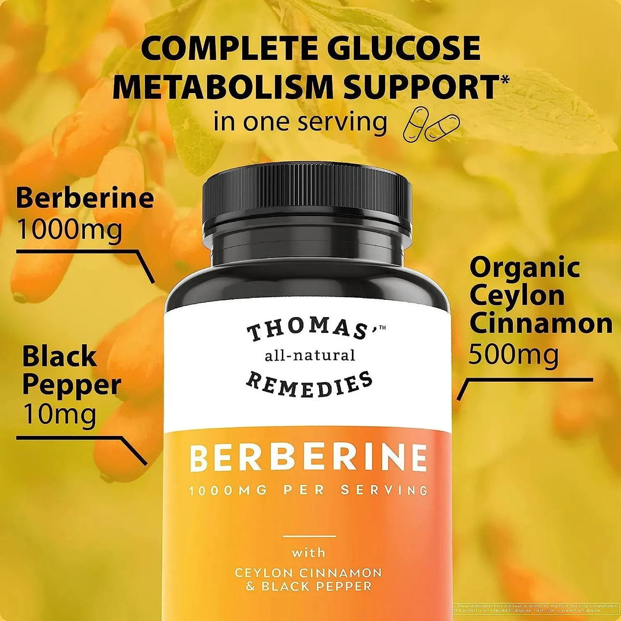 THOMAS´ALL NATURAL REMEDIES - Thomas' all-natural Remedies Berberine 1000Mg. 120 Capsulas - The Red Vitamin MX - Suplementos Alimenticios - {{ shop.shopifyCountryName }}