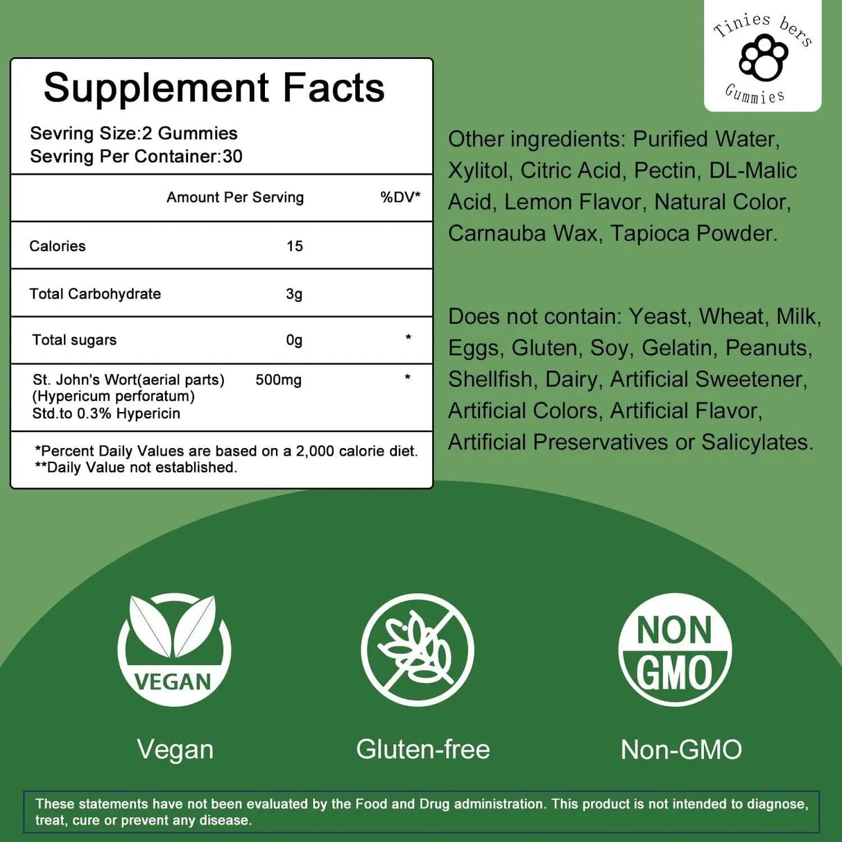 TINIES BERS - Tinies bers St John's Wort Gummies 500Mg. 60 Gomitas - The Red Vitamin MX - Suplementos Alimenticios - {{ shop.shopifyCountryName }}