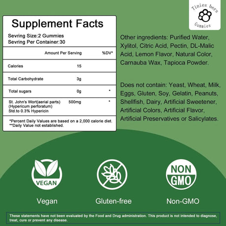 TINIES BERS - Tinies bers St John's Wort Gummies 500Mg. 60 Gomitas - The Red Vitamin MX - Suplementos Alimenticios - {{ shop.shopifyCountryName }}