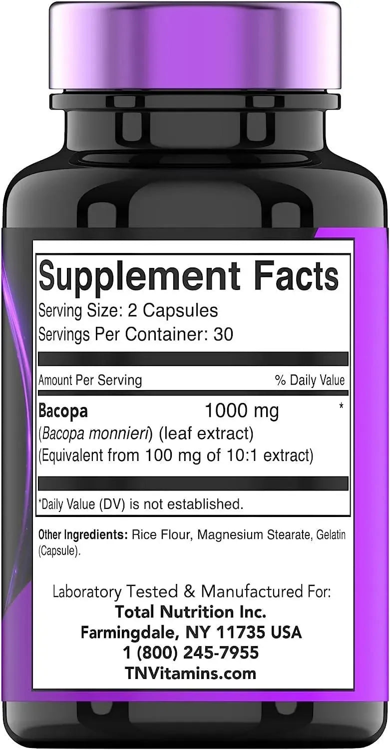 TNTVITAMINS - tnvitamins Bacopa Monnieri Capsules 1000Mg. 60 Capsulas - The Red Vitamin MX - Suplementos Alimenticios - {{ shop.shopifyCountryName }}