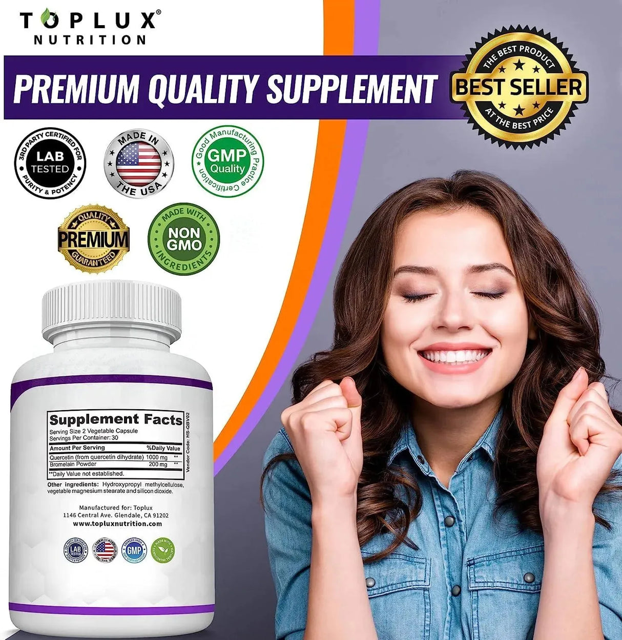 TOPLUX - Toplux Quercetin with Bromelain 1200Mg. 60 Capsulas - The Red Vitamin MX - Suplementos Alimenticios - {{ shop.shopifyCountryName }}