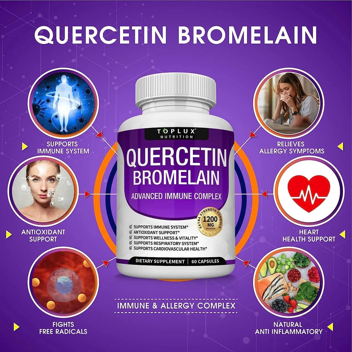TOPLUX - Toplux Quercetin with Bromelain 1200Mg. 60 Capsulas - The Red Vitamin MX - Suplementos Alimenticios - {{ shop.shopifyCountryName }}