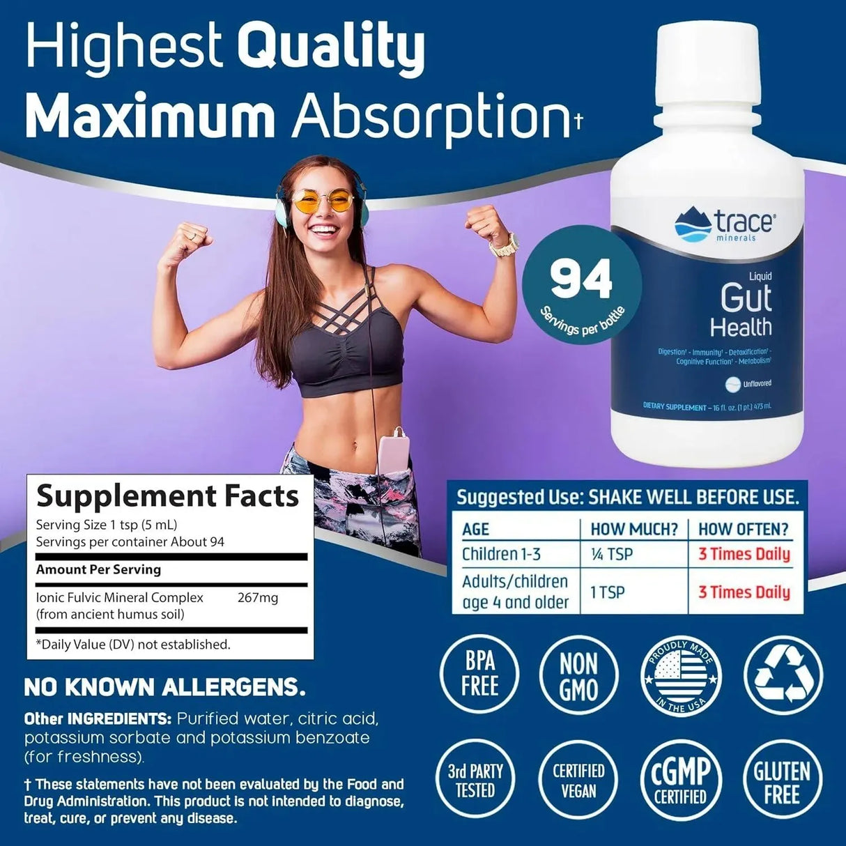 TRACE MINERALS - Trace Minerals Liquid Gut Health 473Ml. - The Red Vitamin MX - Suplementos Alimenticios - {{ shop.shopifyCountryName }}