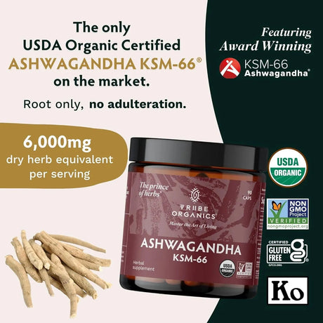 TRIBE ORGANICS - Tribe Organics Ashwagandha KSM 66 Pure Organic Root Powder Extract - The Red Vitamin MX - Suplementos Alimenticios - {{ shop.shopifyCountryName }}