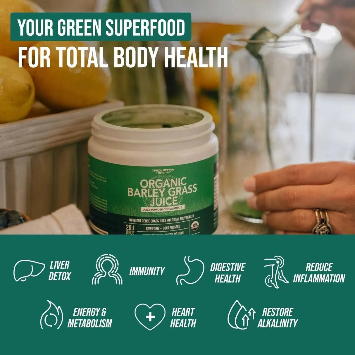 TRIQUETRA - Triquetra Health Organic Barley Grass Juice Powder 150Gr. - The Red Vitamin MX - Suplementos Alimenticios - {{ shop.shopifyCountryName }}