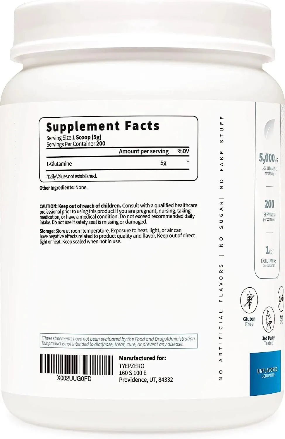 TYPE ZERO - Type Zero 5X Strength L Glutamine Powder 200 Servicios 1Kg. - The Red Vitamin MX - Suplementos Alimenticios - {{ shop.shopifyCountryName }}