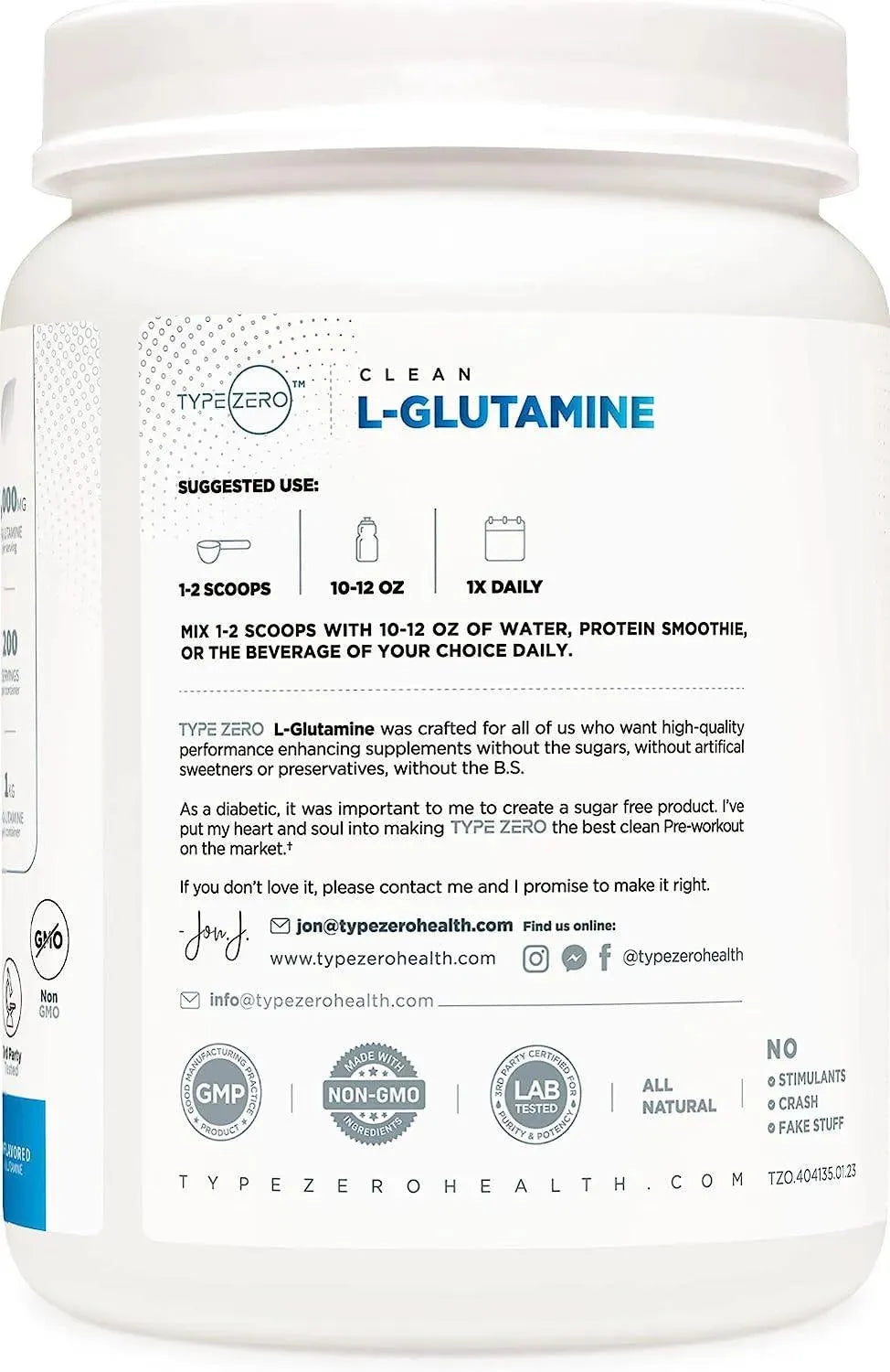 TYPE ZERO - Type Zero 5X Strength L Glutamine Powder 200 Servicios 1Kg. - The Red Vitamin MX - Suplementos Alimenticios - {{ shop.shopifyCountryName }}