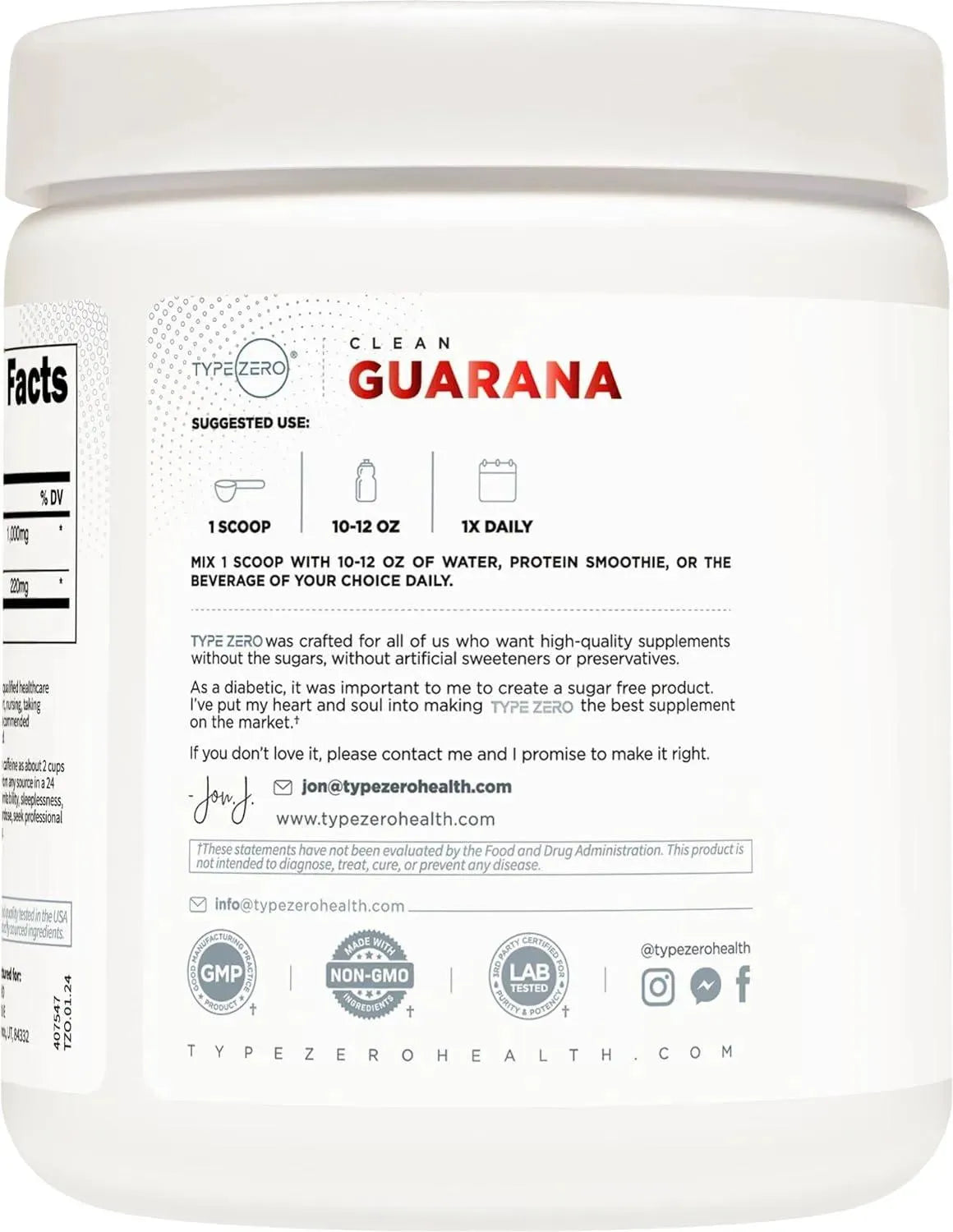 TYPE ZERO - Type Zero Clean Guarana Powder Drink Mix 250Gr. - The Red Vitamin MX - Suplementos Alimenticios - {{ shop.shopifyCountryName }}