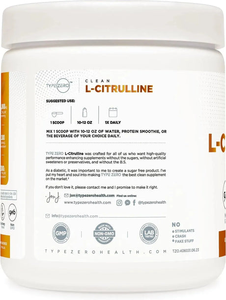 TYPE ZERO - Type Zero Pure L-Citrulline Base Powder 300Gr. - The Red Vitamin MX - Suplementos Alimenticios - {{ shop.shopifyCountryName }}