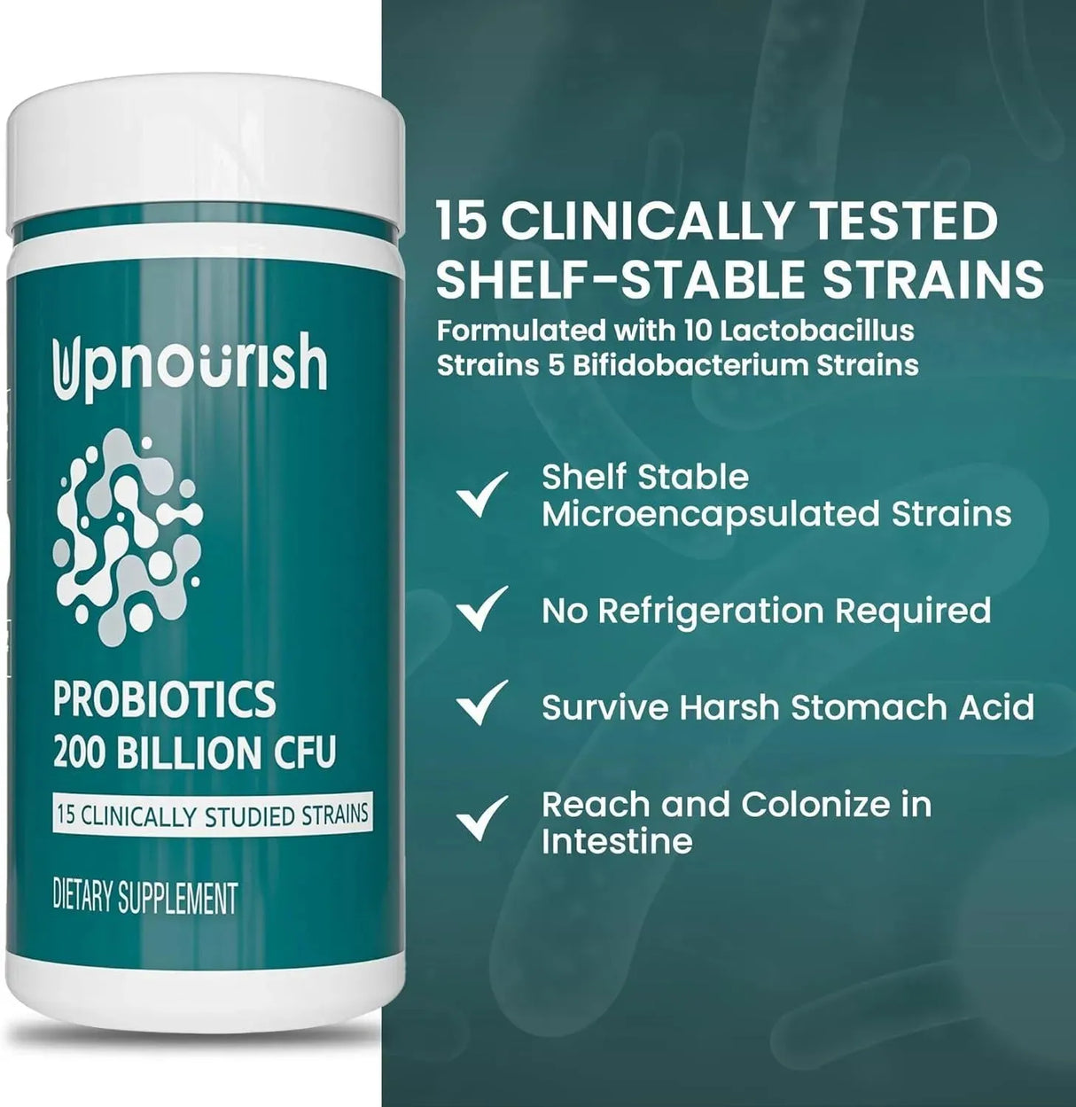UPNOURISH - UpNourish 200 Billion CFUs Probiotics 60 Capsulas - The Red Vitamin MX - Suplementos Alimenticios - {{ shop.shopifyCountryName }}