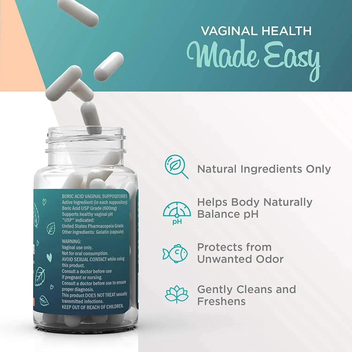 VEEFRESH - VeeFresh VeeCleanse Boric Acid Vaginal Suppositories 30 Supositorios - The Red Vitamin MX - Supositorios De Ácido Bórico - {{ shop.shopifyCountryName }}