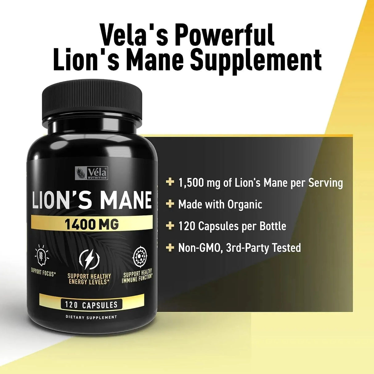 VELA NUTRITION - Vela Lion's Mane Supplement 1500Mg. 120 Capsulas - The Red Vitamin MX - Suplementos Alimenticios - {{ shop.shopifyCountryName }}