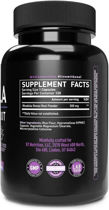 VELA NUTRITION - Vela Rhodiola Rosea 500Mg. 120 Capsulas - The Red Vitamin MX - Suplementos Alimenticios - {{ shop.shopifyCountryName }}