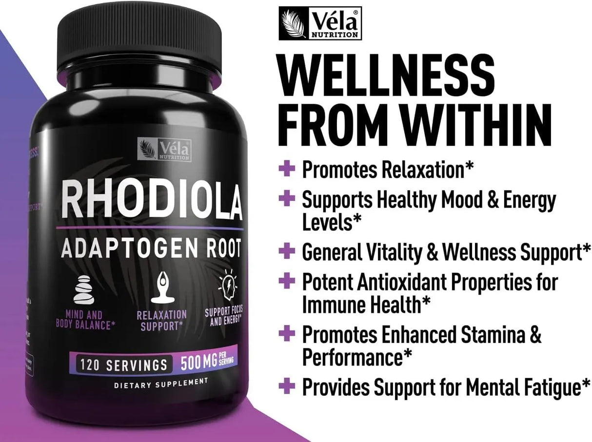 VELA NUTRITION - Vela Rhodiola Rosea 500Mg. 120 Capsulas - The Red Vitamin MX - Suplementos Alimenticios - {{ shop.shopifyCountryName }}