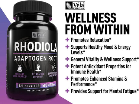 VELA NUTRITION - Vela Rhodiola Rosea 500Mg. 120 Capsulas - The Red Vitamin MX - Suplementos Alimenticios - {{ shop.shopifyCountryName }}