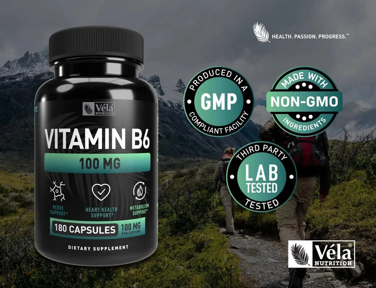 VELA NUTRITION - Vela Vitamin B6 100Mg. 180 Capsulas - The Red Vitamin MX - Suplementos Alimenticios - {{ shop.shopifyCountryName }}