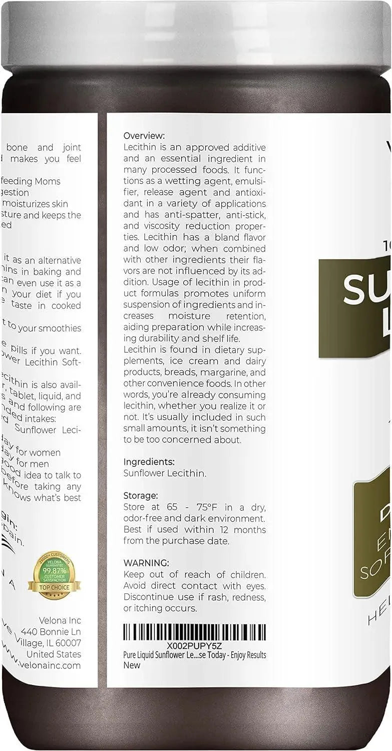 VELONA - velona Pure Liquid Sunflower Lecithin 900Gr. - The Red Vitamin MX - Suplementos Alimenticios - {{ shop.shopifyCountryName }}