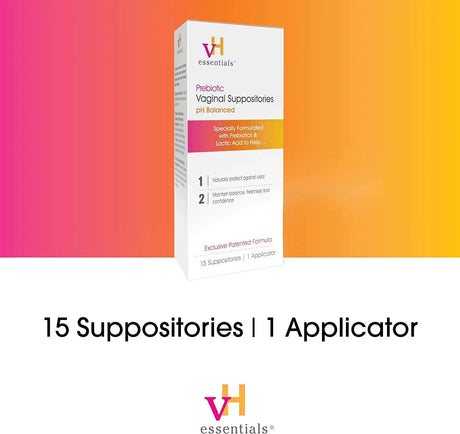 VH ESSENTIALS - vH essentials Prebiotic PH Balanced Vaginal Suppositories 15 Supositorios + 1 Aplicador - The Red Vitamin MX - Supositorios De Ácido Bórico - {{ shop.shopifyCountryName }}