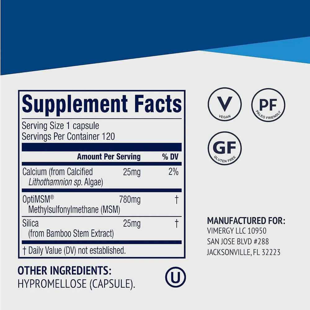 VIMERGY - Vimergy MSM with Silica + Calcium 120 Capsulas - The Red Vitamin MX - Suplementos Alimenticios - {{ shop.shopifyCountryName }}