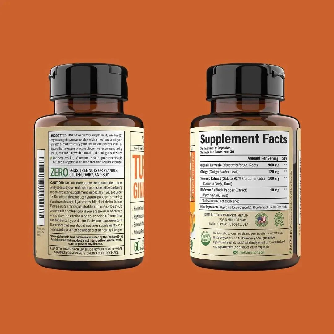 VIMERSON HEALTH - Vimerson Health Turmeric Curcumin & Ginkgo Biloba 60 Capsulas - The Red Vitamin MX - Suplementos Alimenticios - {{ shop.shopifyCountryName }}