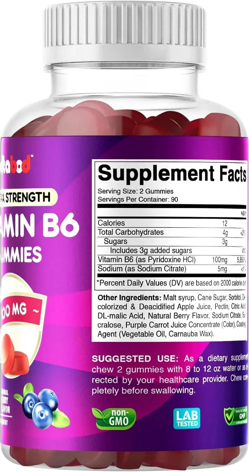 VITABOD - Vitabod Extra Strength Vitamin B6 Gummies 100Mg. 180 Gomitas - The Red Vitamin MX - Suplementos Alimenticios - {{ shop.shopifyCountryName }}