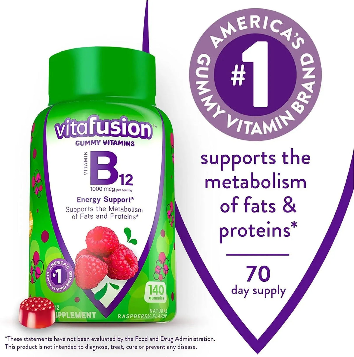 VITAFUSION - Vitafusion B12 Gummy Vitamins 140 Gomitas - The Red Vitamin MX - Suplementos Alimenticios - {{ shop.shopifyCountryName }}
