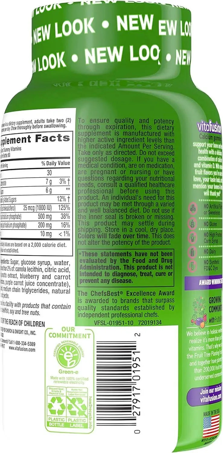 VITAFUSION - Vitafusion Calcium Gummies 500Mg. 200 Gomitas - The Red Vitamin MX - Suplementos Alimenticios - {{ shop.shopifyCountryName }}