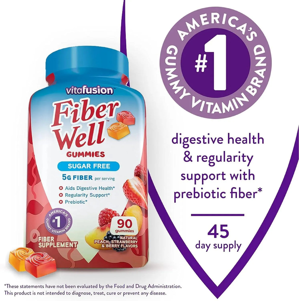 VITAFUSION - Vitafusion Fiber Well Sugar Free Fiber 90 Gomitas - The Red Vitamin MX - Suplementos Alimenticios - {{ shop.shopifyCountryName }}