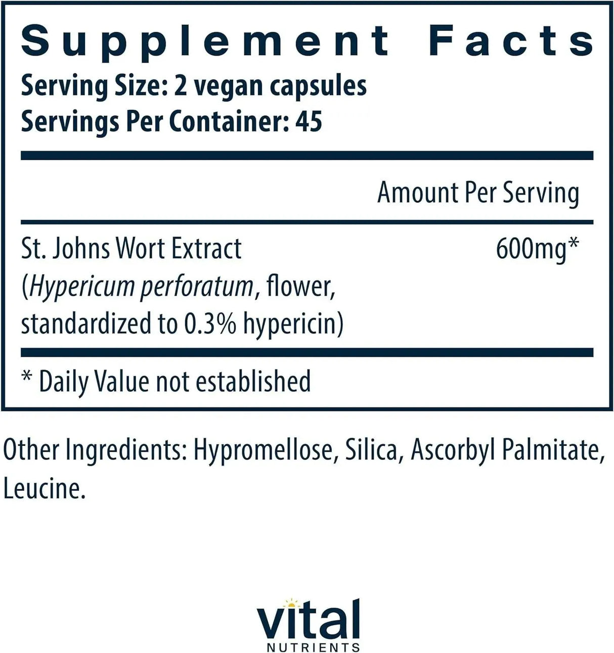 VITAL NUTRIENTS - Vital Nutrients St John's Wort 300Mg. 90 Capsulas - The Red Vitamin MX - Suplementos Alimenticios - {{ shop.shopifyCountryName }}