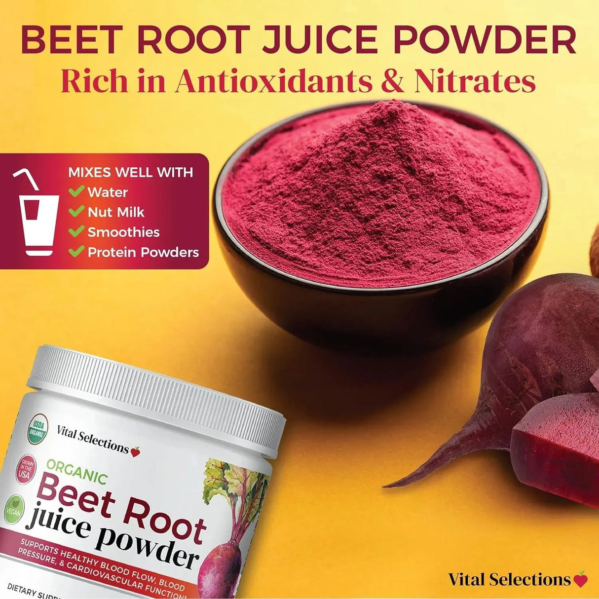 VITAL SELECTIONS - Vital Selections 100% Organic Beet Root Juice Powder 170Gr. - The Red Vitamin MX - Suplementos Alimenticios - {{ shop.shopifyCountryName }}