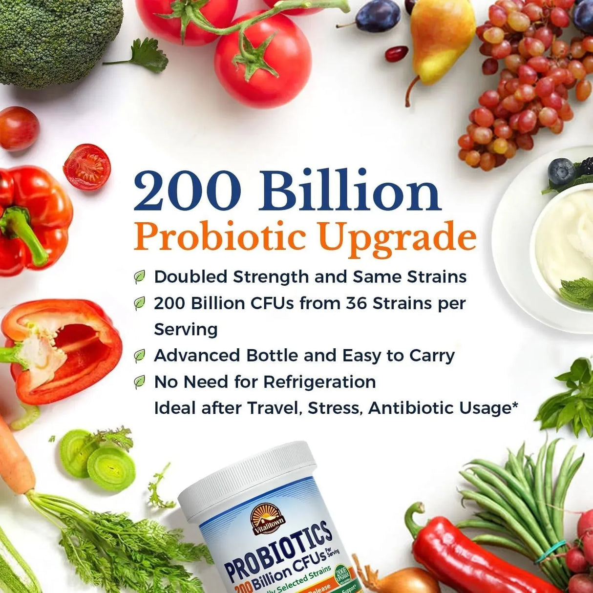 VITALITOWN - Vitalitown Probiotics 200 Billion CFUs 60 Capsulas - The Red Vitamin MX - Suplementos Alimenticios - {{ shop.shopifyCountryName }}