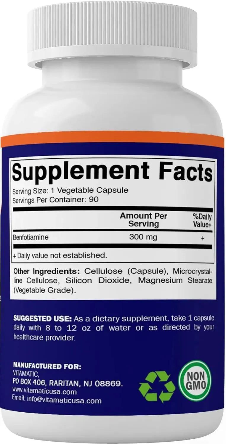 VITAMATIC - Vitamatic Benfotiamine 300Mg. 90 Capsulas - The Red Vitamin MX - Suplementos Alimenticios - {{ shop.shopifyCountryName }}
