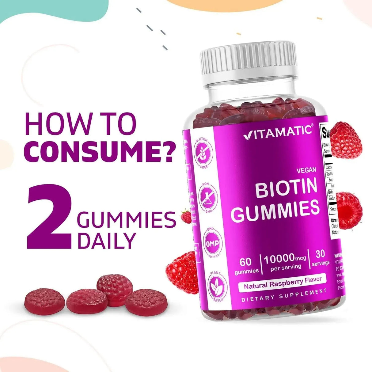 VITAMATIC - Vitamatic Biotin Gummies 10,000 mcg 60 Gomitas - The Red Vitamin MX - Suplementos Alimenticios - {{ shop.shopifyCountryName }}