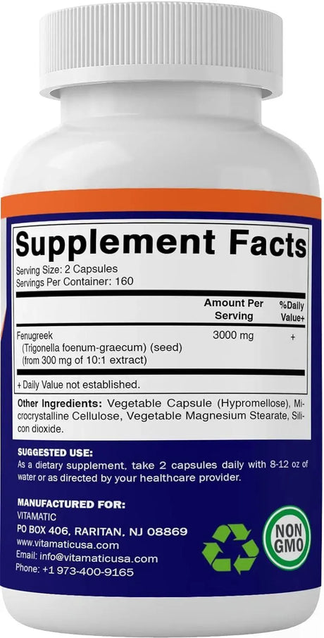 VITAMATIC - Vitamatic Fenugreek 3000Mg. 320 Capsulas - The Red Vitamin MX - Suplementos Alimenticios - {{ shop.shopifyCountryName }}