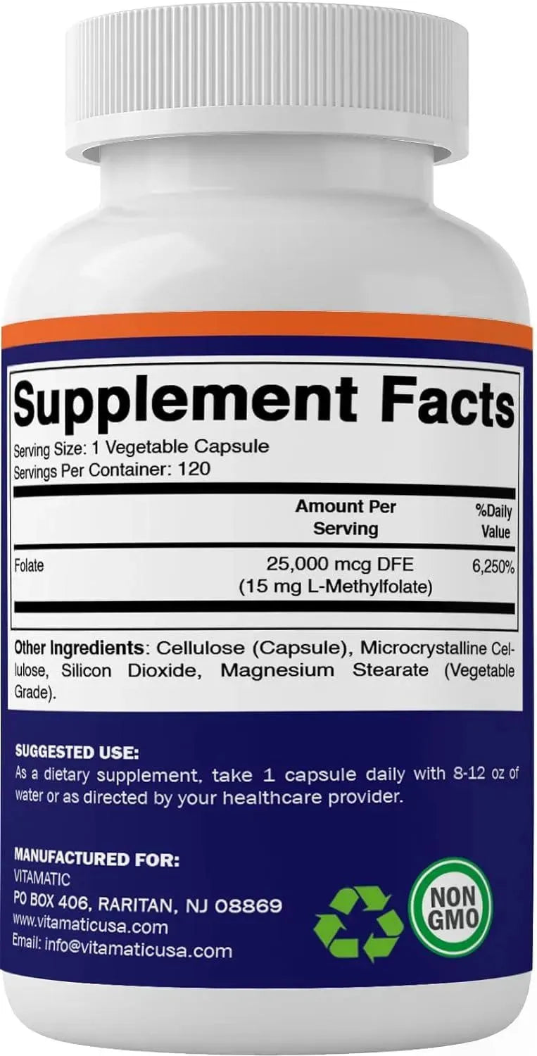 VITAMATIC - Vitamatic Methyl Folate 15Mg. 120 Capsulas - The Red Vitamin MX - Suplementos Alimenticios - {{ shop.shopifyCountryName }}