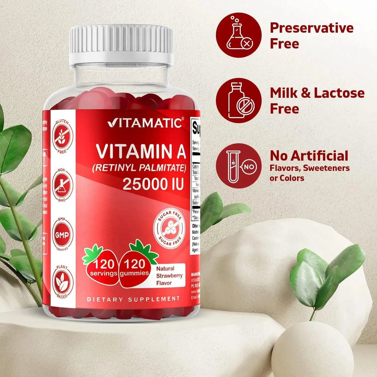 VITAMATIC - Vitamatic Sugar Free Vitamin A 25000 IU 120 Gomitas - The Red Vitamin MX - Suplementos Alimenticios - {{ shop.shopifyCountryName }}