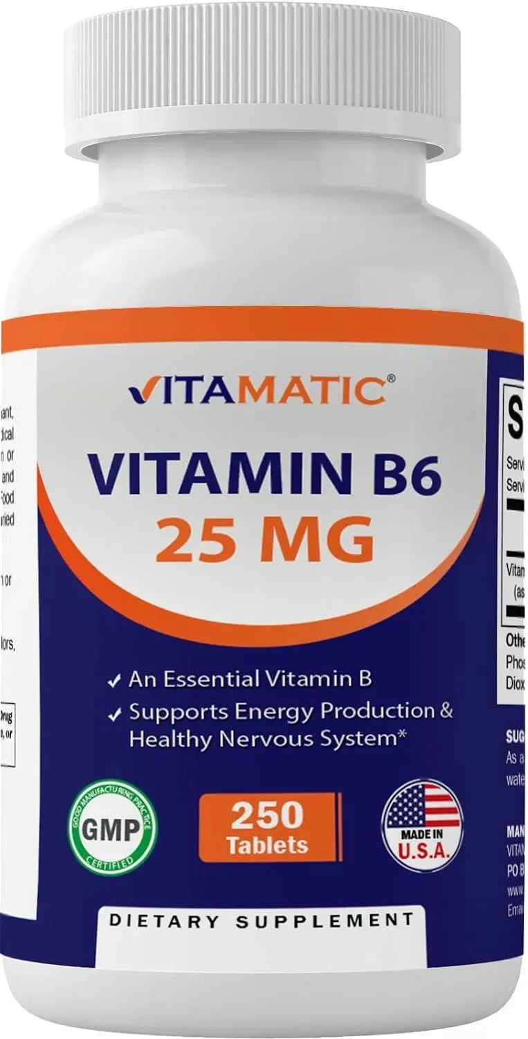 VITAMATIC - Vitamatic Vitamin B6 25Mg. 250 Tabletas - The Red Vitamin MX - Suplementos Alimenticios - {{ shop.shopifyCountryName }}