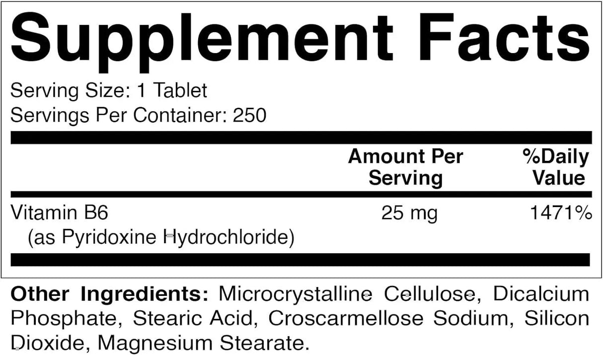 VITAMATIC - Vitamatic Vitamin B6 25Mg. 250 Tabletas - The Red Vitamin MX - Suplementos Alimenticios - {{ shop.shopifyCountryName }}