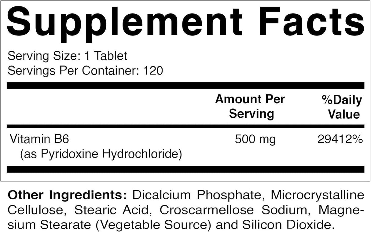 VITAMATIC - Vitamatic Vitamin B6 500Mg. 120 Tabletas - The Red Vitamin MX - Suplementos Alimenticios - {{ shop.shopifyCountryName }}