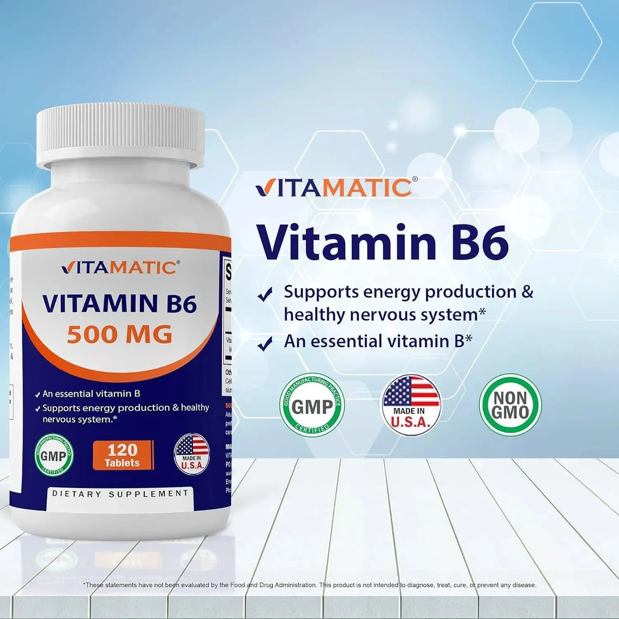 VITAMATIC - Vitamatic Vitamin B6 500Mg. 120 Tabletas - The Red Vitamin MX - Suplementos Alimenticios - {{ shop.shopifyCountryName }}