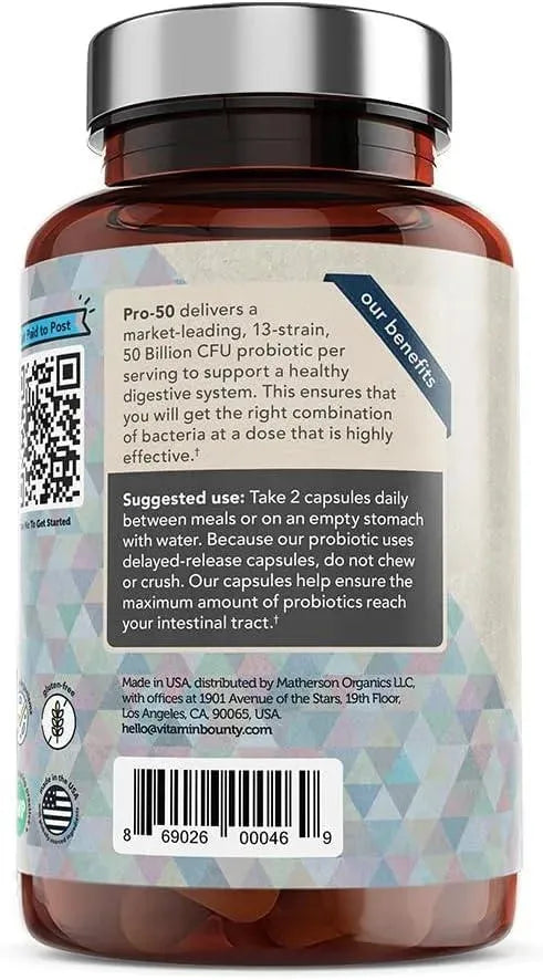 VITAMIN BOUNTY - Vitamin Bounty Pro-50 Probiotics 60 Capsulas - The Red Vitamin MX - Suplementos Alimenticios - {{ shop.shopifyCountryName }}