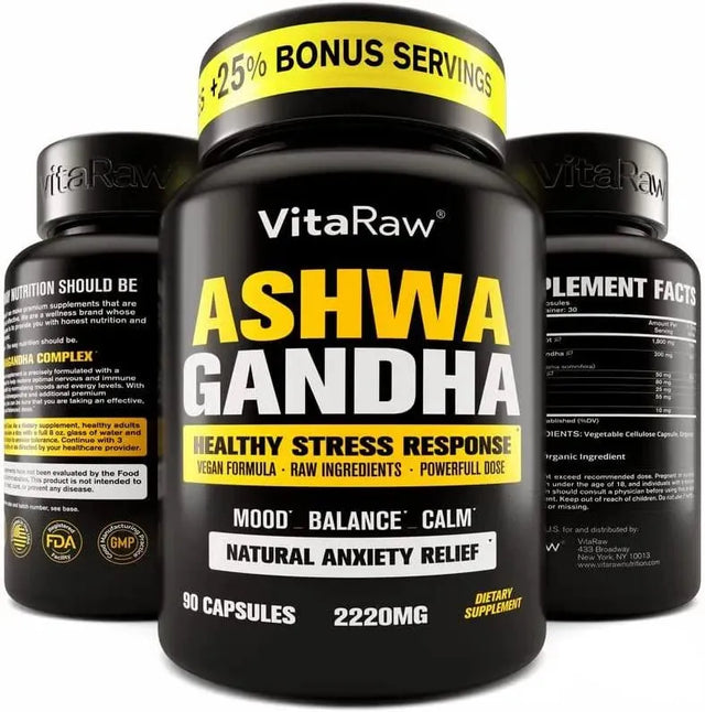 VITARAW - VitaRaw Organic Ashwagandha 2200Mg. 90 Capsulas - The Red Vitamin MX - Suplementos Alimenticios - {{ shop.shopifyCountryName }}